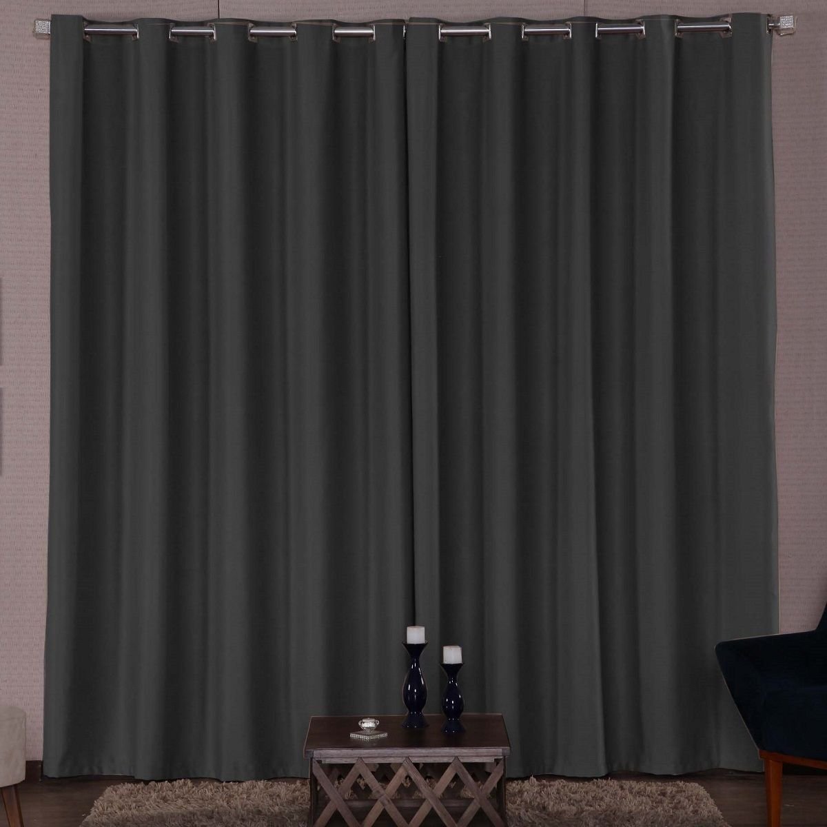Cortina para Sala ou Quarto 5,00x2,80m Blackout Tecico para Varão de 4 Metros - Cinza - 2