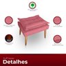 Kit 02 Puff para Sala e Quarto Madeira Decorativo Opala Suede Rosa - 3