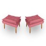 Kit 02 Puff para Sala e Quarto Madeira Decorativo Opala Suede Rosa - 1