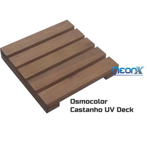 Deck de Madeira Modular 25x25 Cm Réguas 4 Cm com Pintura Neonx:osmocolor Castanho Uv Deck