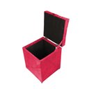 Ver imagem 2 de Puff Baú Estofado em Suede Amassado 1 Lugar Quadrado - Rosa Pink