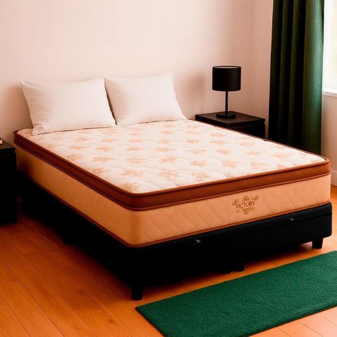 Cama Box Viúvo e Colchão Victory Molas V-store 128x188x30 Preto