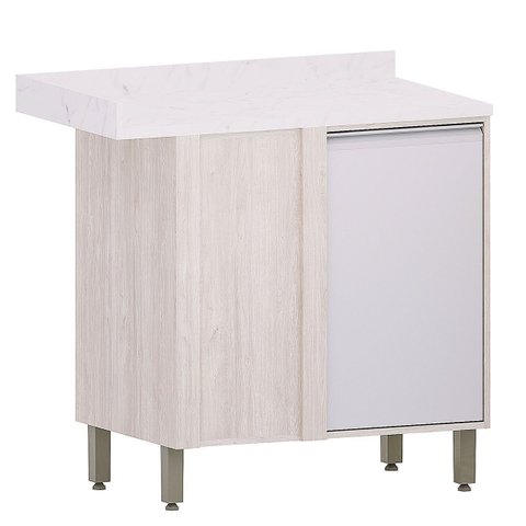 Balcão Canto Reto para Cozinha Modulada 1 Porta Atenas Cinza Cristal