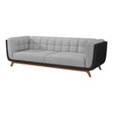 Ver imagem 2 de Sofá 2 Lugares 200cm Coin Pu Preto | Linho Cinza Claro - Sallar Home