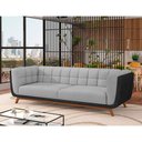 Ver imagem 3 de Sofá 2 Lugares 200cm Coin Pu Preto | Linho Cinza Claro - Sallar Home