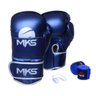 Kit Luva Boxe Energy Mks Combat Azul com Bandagem Azul e Bucal Simples - 12 Oz - 1