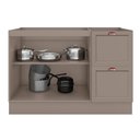 Ver imagem 2 de Balcão de Cozinha Unna 2 Portas e 2 Gavetas 120cm Gris sem Tampo - Poliman Móveis
