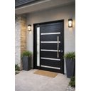 Ver imagem 1 de Porta Pivotante de Aluminio Preto Frisada com Vidro 2,10 (a) X 0,90 (l) Linha 30 Completa