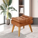 Ver imagem 1 de Puff Sênior Luxuoso Banco Apoio Pés Almofadado Penteadeira:terracota Suede