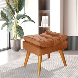 Puff Sênior Luxuoso Banco Apoio Pés Almofadado Penteadeira:terracota Suede - 1