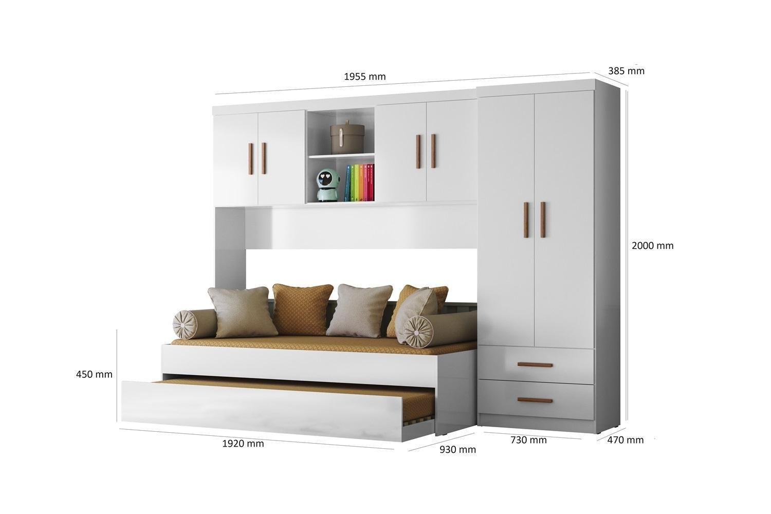 Quarto Infantil Modulado Ônix 4 Peças Bicama Flex Peternella - 4