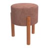 Puff Banqueta Decorativo Veludo Pés Madeira Rose Kit 2 Un - 2