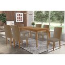 Ver imagem 1 de Conjunto: Mesa de Cozinha Londrina C/ Tampo Madeirado Canto Curvo 180x90cm e 6 Cadeiras Dakota