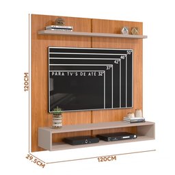 Painel Para TV Até 50 Polegadas Carvalho Nobre Griz Theo DJ Móveis - 4