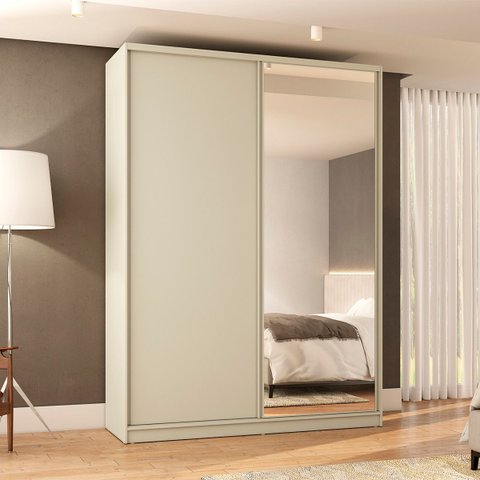 Guarda Roupa Bend em Mdf 174x240cm 2 Portas com Espelho Luna C831