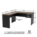 Ver imagem 3 de Mesa de Escritório em L 140x60cm com Gaveta + Cadeira Ergonômica Reclinável