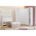 Ver imagem 1 de Quarto Modulado Solteiro Rizon 4 Peças (1 Closet 2 Guarda Roupas 1 Complemento) Qc209 Branco