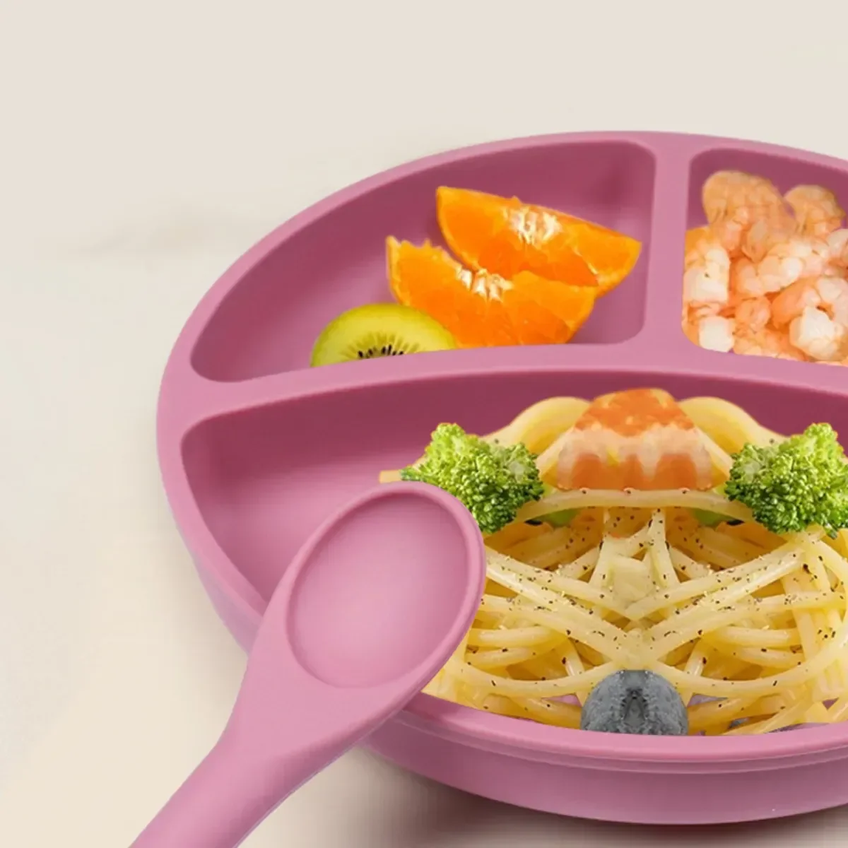 Conjunto de Silicone para Alimentação Infantil Snh02 Snel Home Rosa Escuro