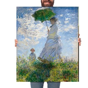 Quadro Decorativo Claude Monet Mulher Com Sombrinha:Grande 77x64cm/Chassi com Borda Infinita