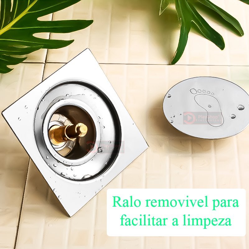 Ralo Inteligente Click Oculto Invisível Aço Inox 304 Cromado Quadrado 10 x 10cm Veda Cheiro Inseto - 6