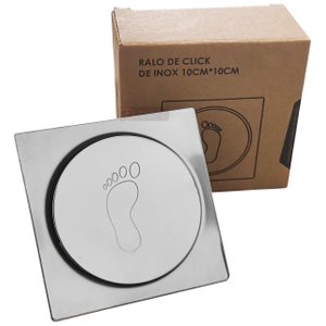 Ralo Inteligente Click Oculto Invisível Aço Inox 304 Cromado Quadrado 10 x 10cm Veda Cheiro Inseto