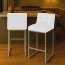 Ver imagem 1 de Banqueta Cozinha Alta com Encosto Industrial Kit 2 Champanhe Lirina Pu C05 - D’Rossi