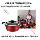 Ver imagem 5 de Jogo De Panelas Antiaderente Tramontina Sicília 10 Peças Silicia Vermelha