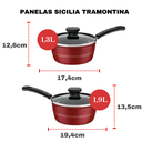 Ver imagem 4 de Jogo De Panelas Antiaderente Tramontina Sicília 10 Peças Silicia Vermelha