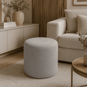 Ver imagem 1 de Puff Redondo Decorativo Bouclé Cinza 43cm para Sala e Quarto
