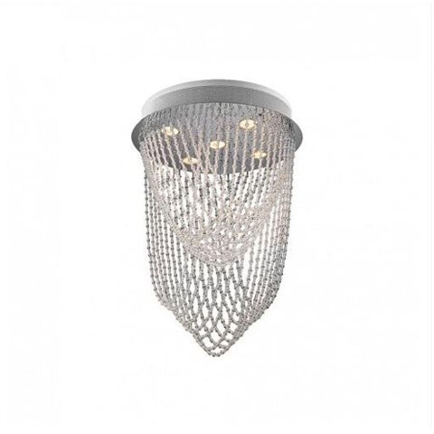 Lustre Plafon Light Redondo - Gotas De Cristais 5 Luzes Gu10