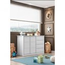 Ver imagem 1 de Cômoda Infantil Pérola 4 Gavetas e 2 Portas MDF Puxador Embutido Branco Phoenix Baby