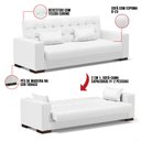 Ver imagem 2 de Sofá Cama 2 Lugares Lisboa Corino Branco Pés de Madeira - D’Rossi