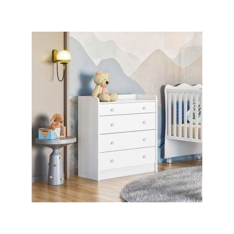 2523 - Comoda com Trocador Doce Sonho Branco/branco