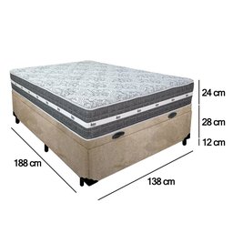 Cama Box Baú Casal Suede + Colchão Anjos Black Graphite Molas Ensacadas 138x188x64cm Bege - 4