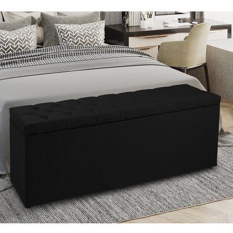 Recamier Baú 1,60m Madrid Suede Preto Dal Poz Estofados