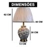 Abajur Luminária Branco Floral Porcelana E Metal 62x40:Branco/Branco Floral - 8