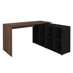 Mesa para Escritório Extensível Escrivaninha Home Office Nero A02 Ipê Preto - Lyam Decor - 4