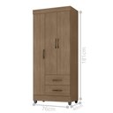Ver imagem 2 de Roupeiro 03 Portas 2 Gavetas Lite Carvalho Oak 76cm Largura Quarto Solteiro Mdp
