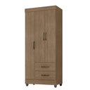 Ver imagem 1 de Roupeiro 03 Portas 2 Gavetas Lite Carvalho Oak 76cm Largura Quarto Solteiro Mdp
