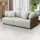 Ver imagem 1 de Sofá Cama Sala de Estar Bipartido 190cm Retrátil com Almofadas Caixa Zero Dalton Linho Bege G93 - G