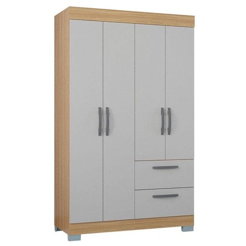 Guarda Roupa Solteiro Ambiente Tóquio 4 Portas Damasco Off White - Poquema