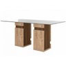 Mesa de Jantar Napoli 180x90 com Tampo de Vidro - Dj Móveis - Rústico York/Castanho Bx - 1