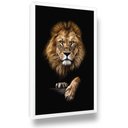 Ver imagem 1 de Quadro Leão Preto Animal com Moldura Sala Escritório