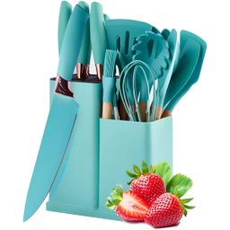 Kit Utensílios de Cozinha Silicone 19 Peças Cor Verde - 2