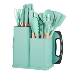 Kit Utensílios de Cozinha Silicone 19 Peças Cor Verde - 1