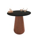 Ver imagem 1 de Mesa de Canto Cone Amadeirado com Tampo Vidro 60cm - Preto - 60cm