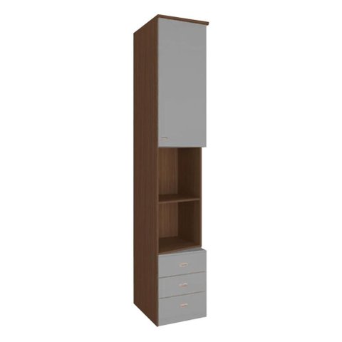 Guarda Roupa Lateral 1 Porta 3 Gavetas 245cm Setiba Plus Rimo Jequitiba/fendi
