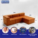 Ver imagem 2 de Sofá Modular Euro com Puff Bom Pastor Caramelo Veludo PU