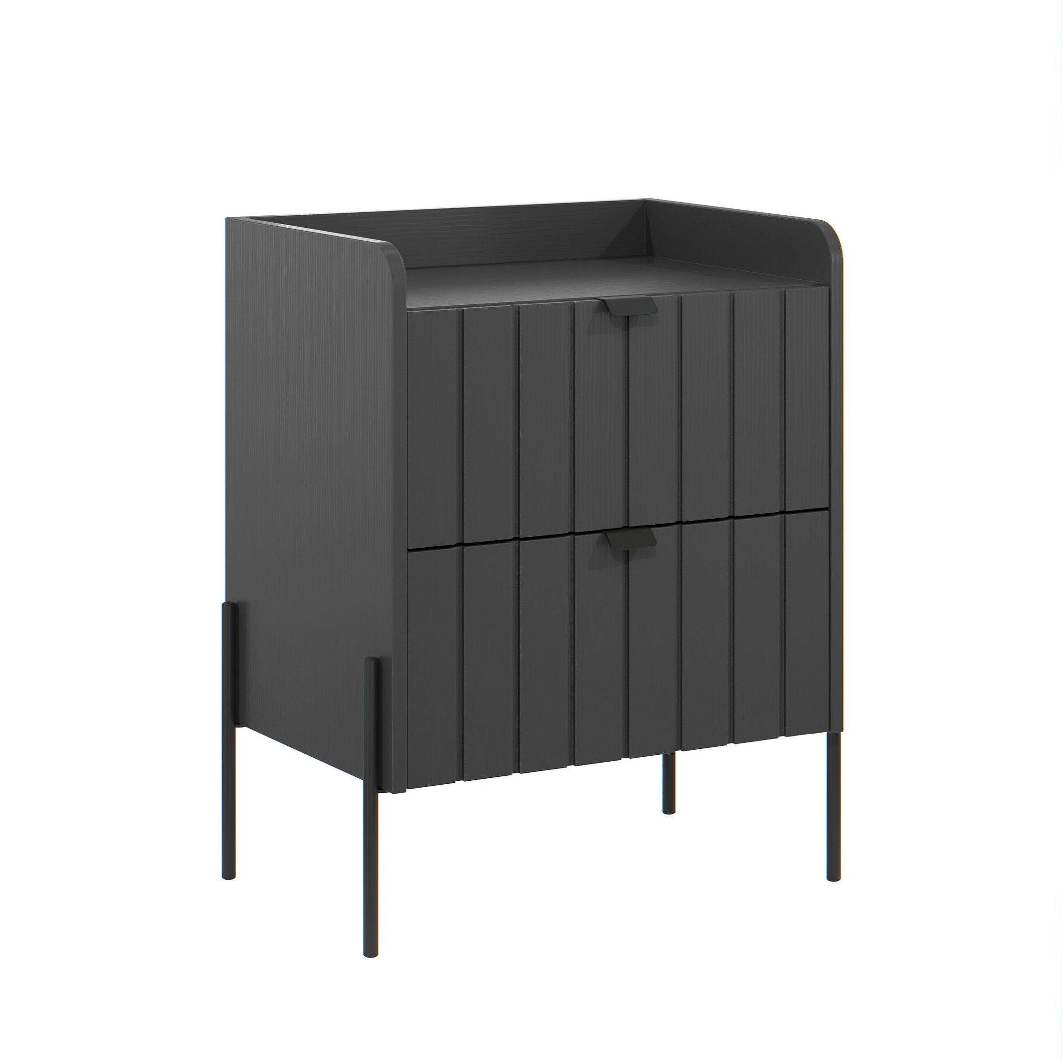 Mesa de Cabeceira Grafite Preto em Madeira Mdf Moriah 45cm Pés de Ferro Preto - 5