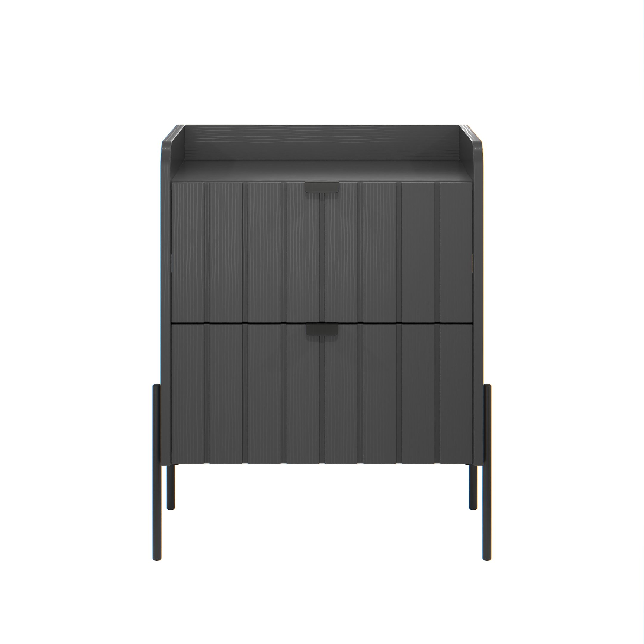 Mesa de Cabeceira Grafite Preto em Madeira Mdf Moriah 45cm Pés de Ferro Preto